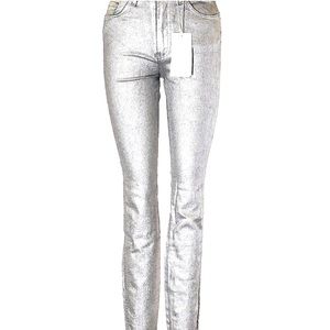 Zara Silver Metallic Trafaluc Jeans size 04